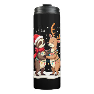 Fa La La Llama Xmas Lights Sloth Riding Llama Chri Thermal Tumbler
