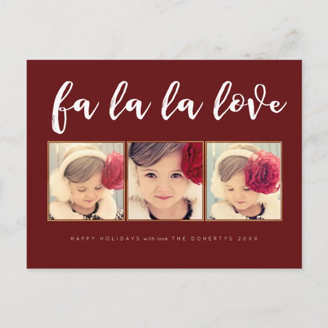 Fa La La Love Christmas 3 Photo Grey Carte Postale (Devant)