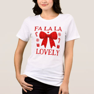 Fa La La Lovely Red Gingham Bow Christmas Shirt