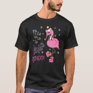 Fa La La Mingo Christmas Flamingo Santa Candy Cane T-Shirt