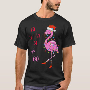 Fa La La Mingo Christmas Flamingo Tree Lights Sant T-Shirt