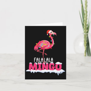 Fa La La Mingo Flamingo Christmas Cute Red Hat  Card