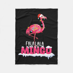 Fa La La Mingo Flamingo Christmas Cute Red Hat Fleece Blanket