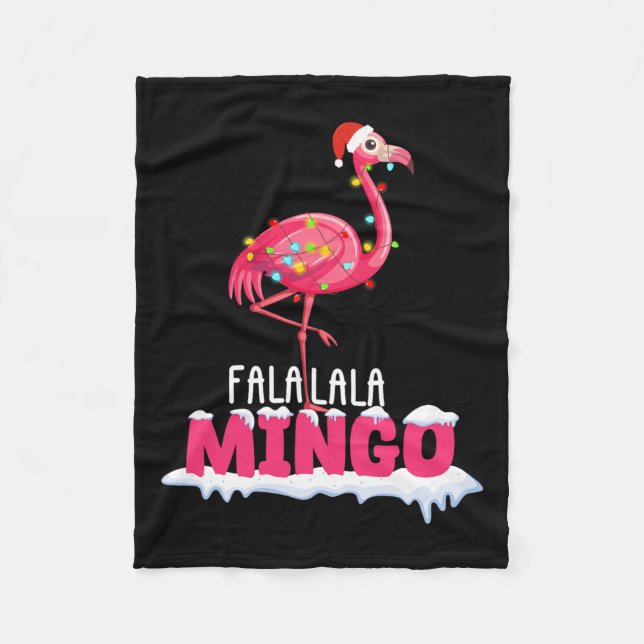 Fa La La Mingo Flamingo Christmas Cute Red Hat  Fleece Blanket (Front)