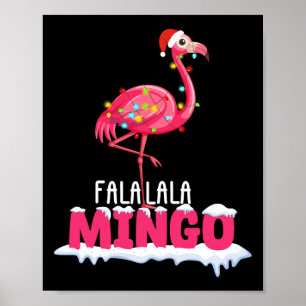 Fa La La Mingo Flamingo Christmas Cute Red Hat  Poster