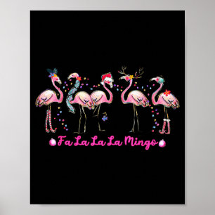 Fa La La Mingo Flamingo Christmas Tree Lights Troc Poster