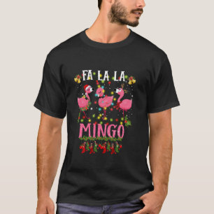 Fa La La Mingo Flamingo Christmas Tree Lights Trop T-Shirt