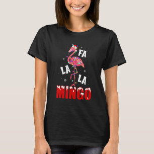 Fa La La Mingo Flamingo Christmas Tree Lights Trop T-Shirt