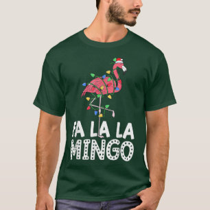 Fa La La Mingo Flamingo Christmas Tree Lights Trop T-Shirt