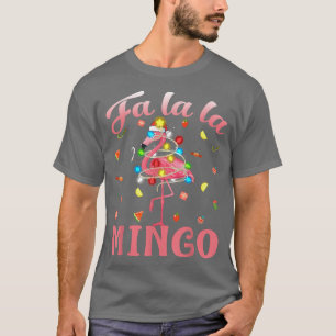 Fa La La Mingo Flamingo Christmas Tree Lights Trop T-Shirt