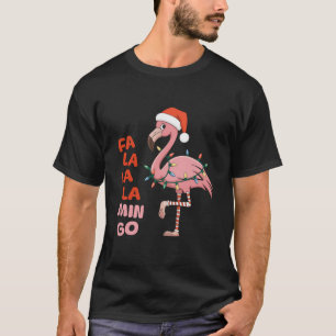 Fa La La Mingo Flamingo Christmas Tree Lights Xmas T-Shirt