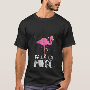 Fa La La Mingo Flamingo Xmas Tree Lights Tropical  T-Shirt