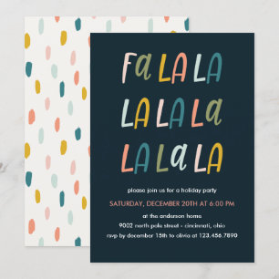 Fa la la Pastel Colour Holiday Christmas party Invitation