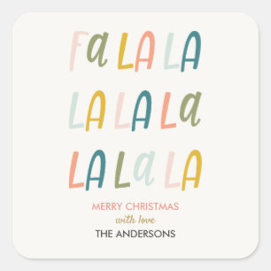 FA LA LA   Pastel colours   Christmas favour Square Sticker