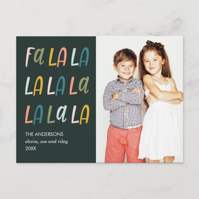 FA LA LA | Pastel colours | Cute Photo Holiday Postcard (Front)