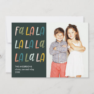 Fa La La Pastel colours Holiday 3 Photo Cards