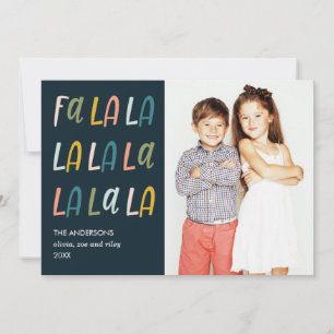Fa La La Pastel colours Holiday Photo Cards