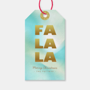 Fa La La   Pastel Green Gradient & Gold Gift Tags
