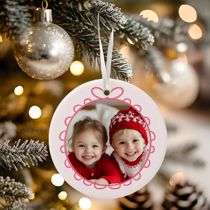 Fa La La Personalized Christmas Photo Ceramic Ornament