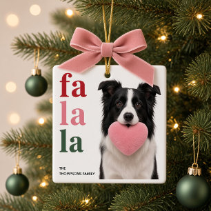 Fa La La Personalized Dog Photo Christmas Ceramic Ornament