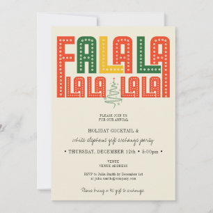 Fa La La Red Holiday Cocktail White Elephant Party Invitation