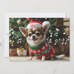 Fa La La Singing Chihuahua Personalized Holiday Card