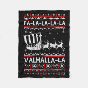 Fa La La Valhalla Viking Ship Christmas Xmas Ugly  Fleece Blanket