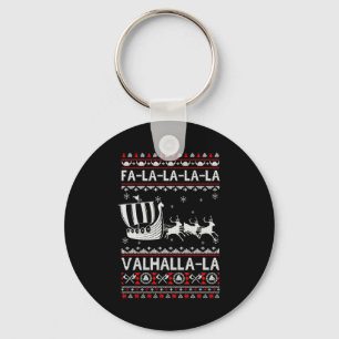 Fa La La Valhalla Viking Ship Christmas Xmas Ugly Keychain