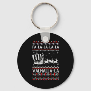 Fa La La Valhalla Viking Ship Christmas Xmas Ugly Keychain