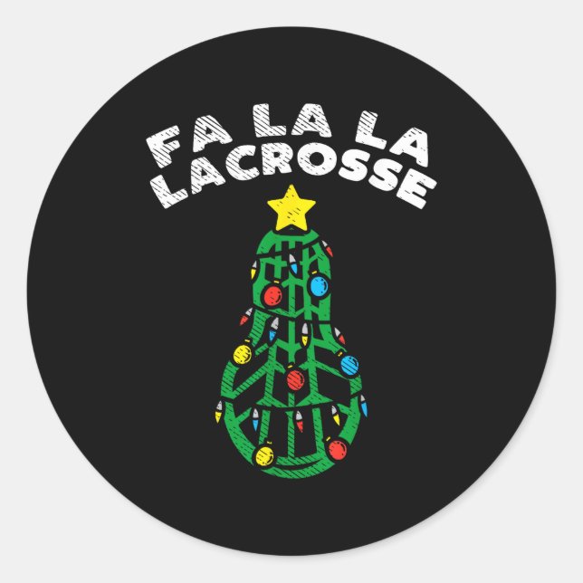 Fa La Lacrosse Funny Christmas Lax Player Goalie T Classic Round Sticker (Front)