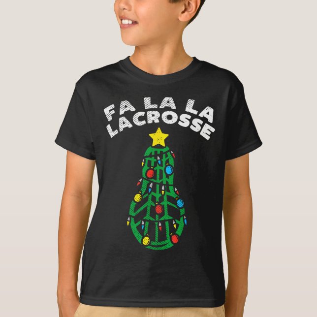 Fa La Lacrosse Funny Christmas Lax Player Goalie T T-Shirt (Front)
