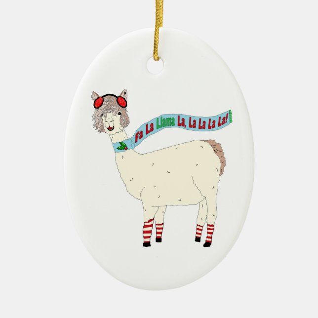 Fa La Llama La Christmas Ceramic Ornament (Front)