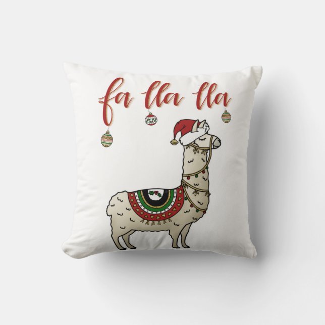 Fa Lla Lla Llama Throw Pillow (Front)