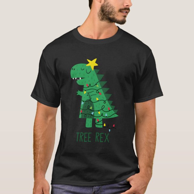 Fa Ra Ra Rawr Tree Rex Merry Dinosaur T-Shirt (Front)