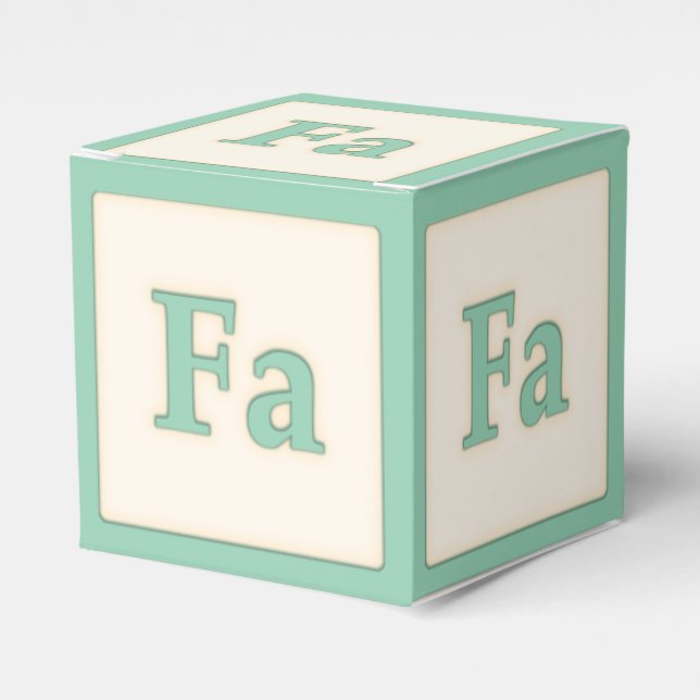"Fa" Solfeggio Musical Baby Blocks Light Green Favor Box (Front Side)