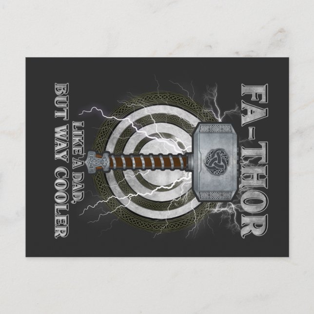 Fa-Thor Like A Dad But Way Cooler Father's Day Postcard (Front)