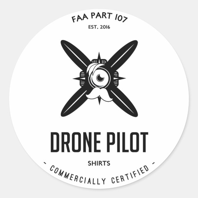 FAA Part 107 Drone Pilot Com. Certified Sticker (Front)