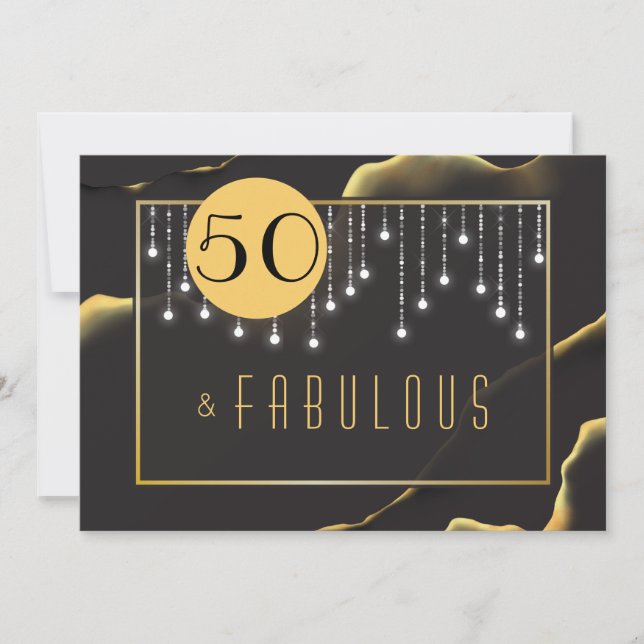 Fab 50e anniversaire Golden Black Invitation (Devant)