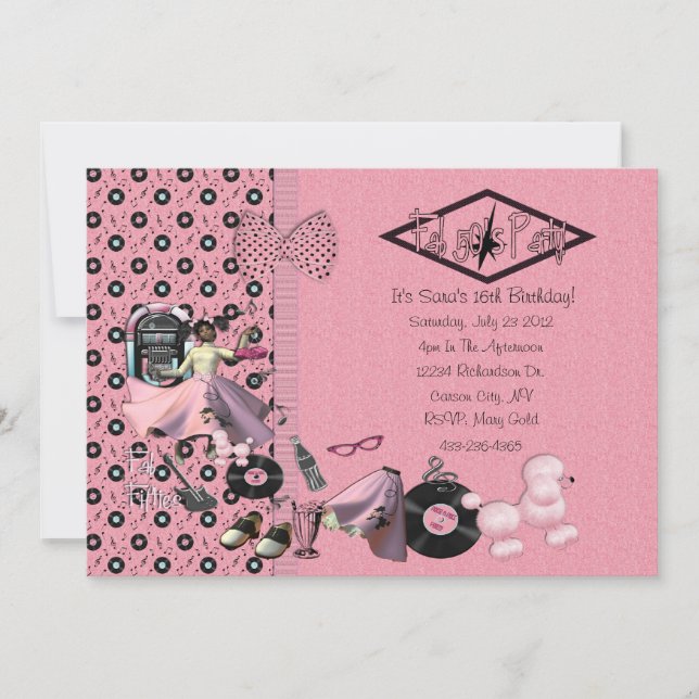 Fab 50's Party Invitations (Front)
