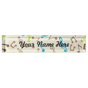 Fab Blue & Green Music Notes Nameplate