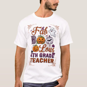 Fab Boo Lous 4th Grade Teacher Halloween Pumpkins  T-Shirt