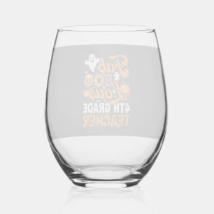 Fab-BOO-Lous 4th Grade Teacher Halloween Stemless Wine Glass