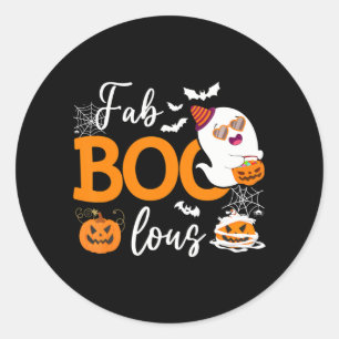 Fab Boo Lous Cute Ghost Halloween Classic Round Sticker