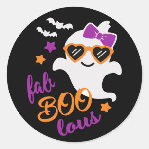 Fab Boo Lous Halloween Ghost Cute Modern Classic Round Sticker