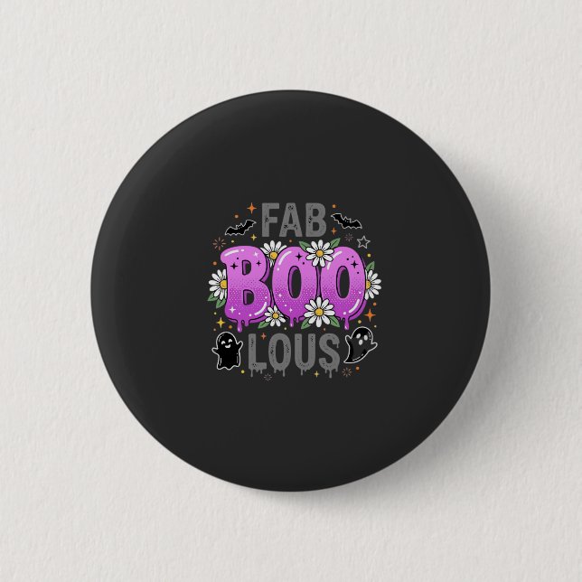 Fab Boo Lous Halloween Ghost Design_1 2 Inch Round Button (Front)