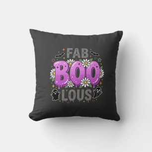 Fab Boo Lous Halloween Ghost Design_1 Throw Pillow