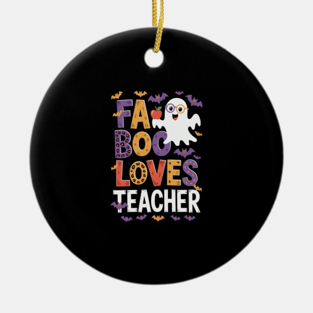 Fab Boo Lous Retro Halloween Ceramic Ornament (Front)