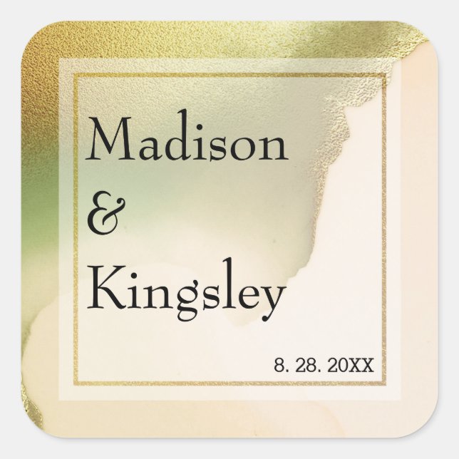 Fab Chartreuse Abstract Amazing Wedding Square Sticker (Front)
