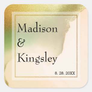 Fab Chartreuse Abstract Amazing Wedding Square Sticker