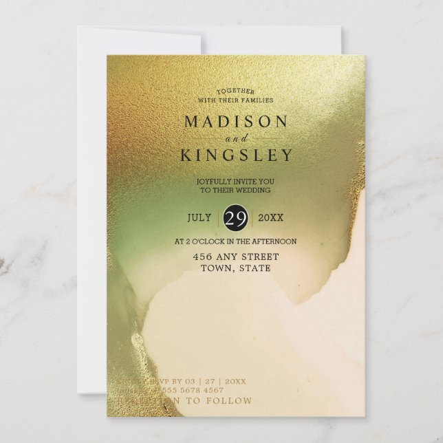 Fab Chartreuse 💚 Abstract Incredible Budget Weddi Invitation (Front)